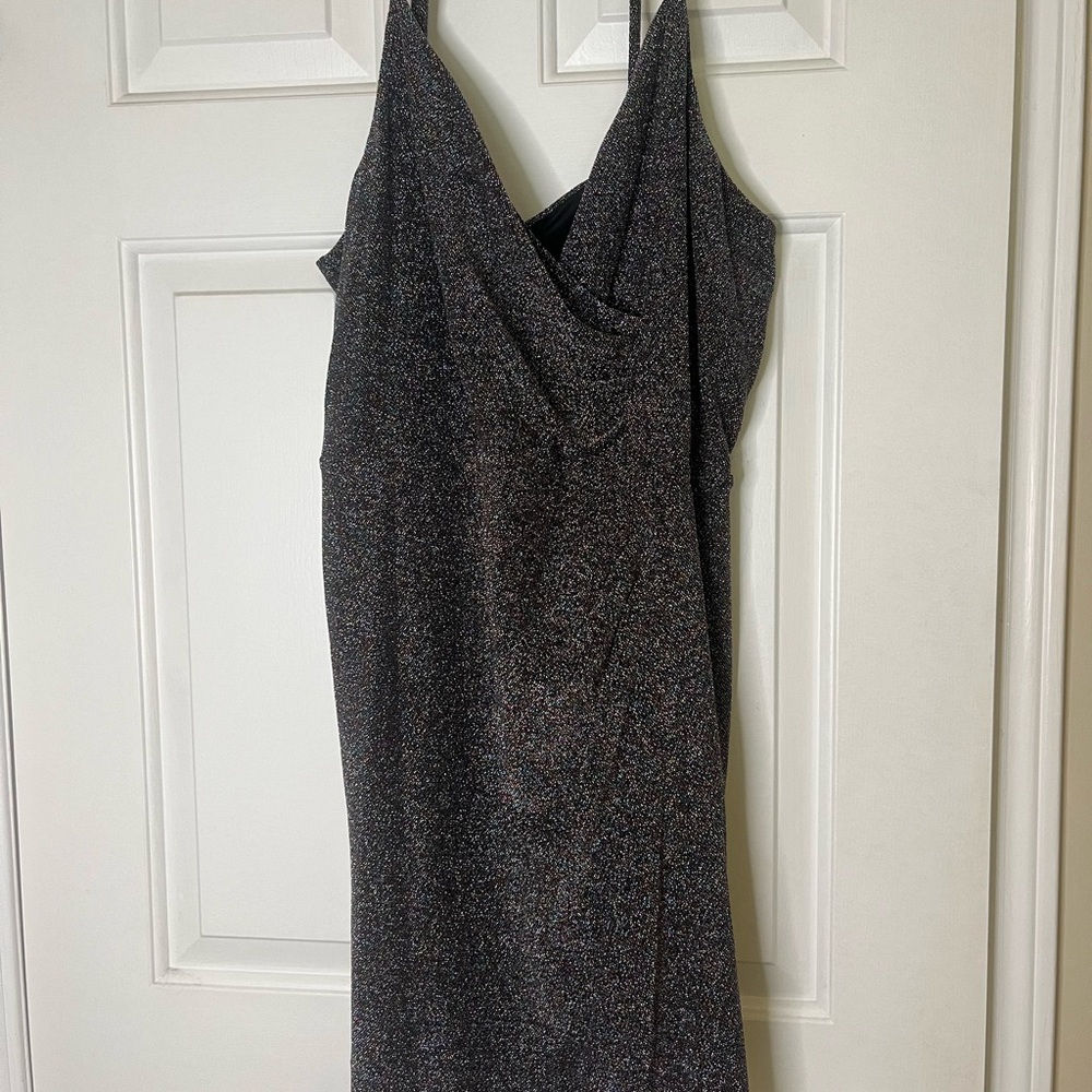 Express Sparkly Black Dress with Spaghetti Straps
